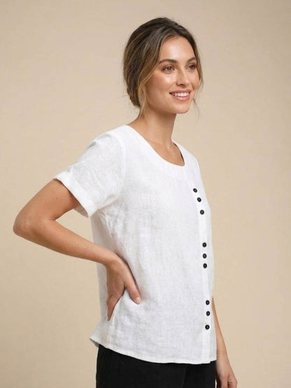 Relaxed Fit Women's Short Sleeve Blouse