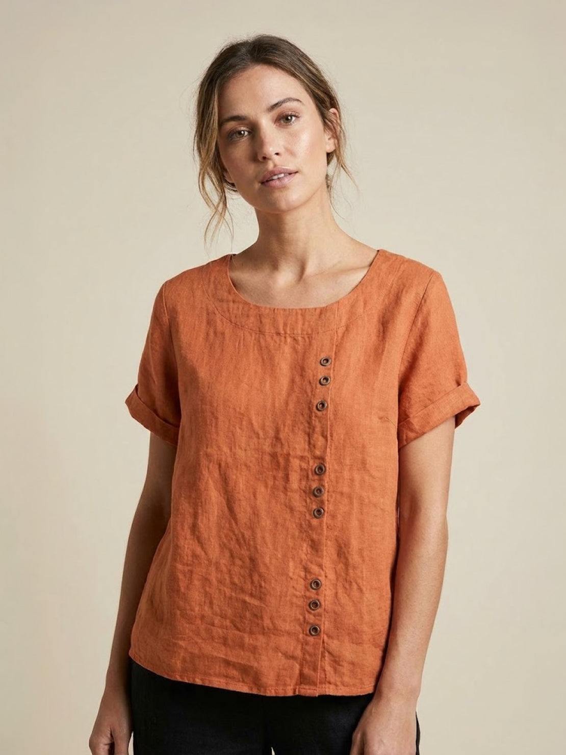 Relaxed Fit Women's Short Sleeve Blouse