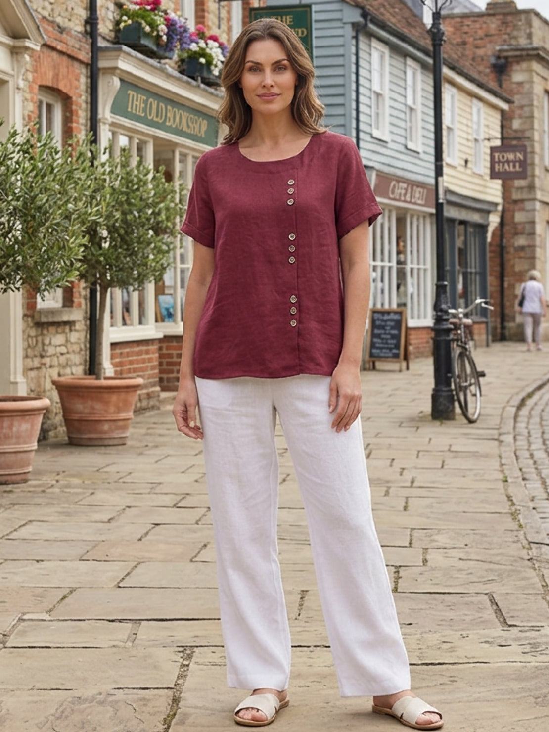 Relaxed Fit Women's Short Sleeve Blouse