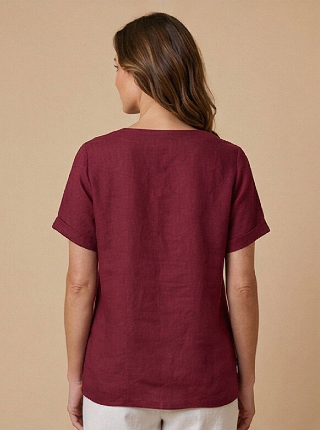 Relaxed Fit Women's Short Sleeve Blouse