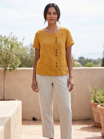Relaxed Fit Women's Short Sleeve Blouse