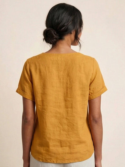 Relaxed Fit Women's Short Sleeve Blouse