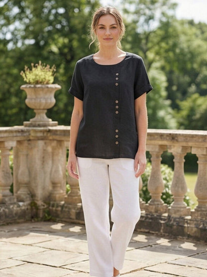 Relaxed Fit Women's Short Sleeve Blouse
