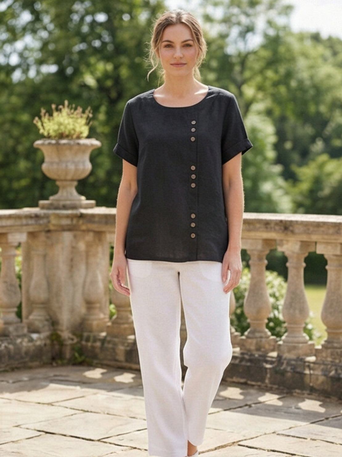 Women's Short Sleeve Casual Scoop Neck Cotton White