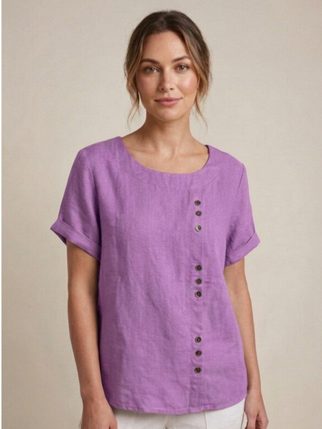 Women's Short Sleeve Casual Scoop Neck Cotton White