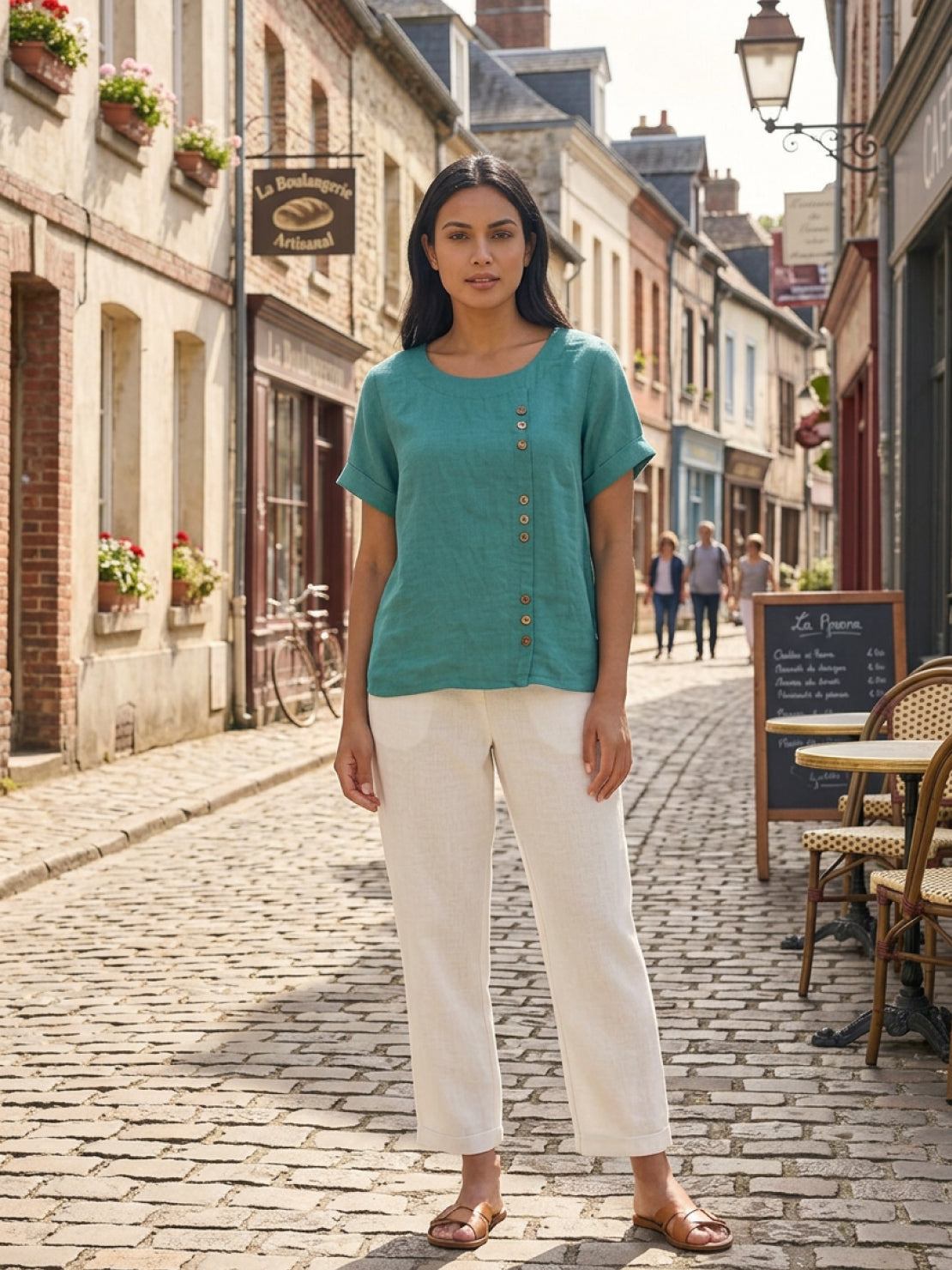 Women's Short Sleeve Casual Scoop Neck Cotton White