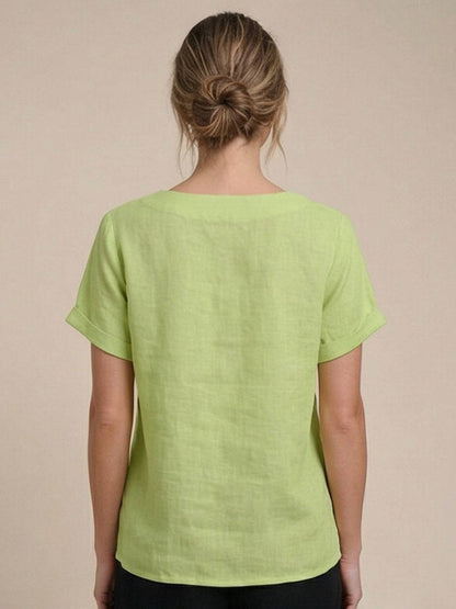 Relaxed Fit Women's Short Sleeve Blouse