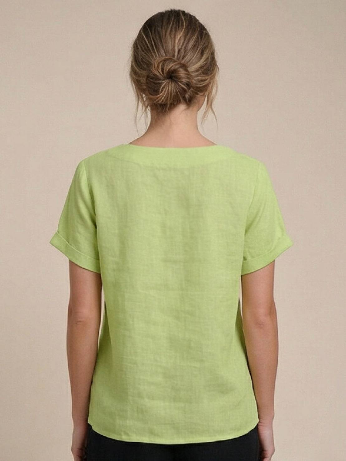 Women's Short Sleeve Casual Scoop Neck Cotton White