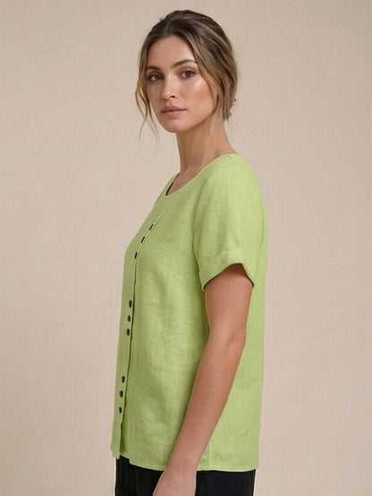 Relaxed Fit Women's Short Sleeve Blouse