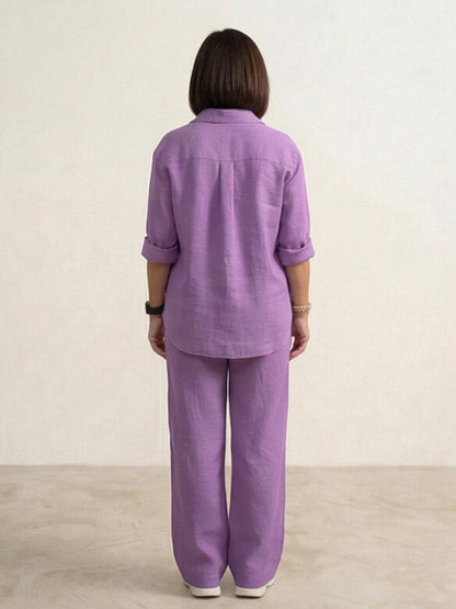 Vivian Women's Button-Down Shirt And Pants Set