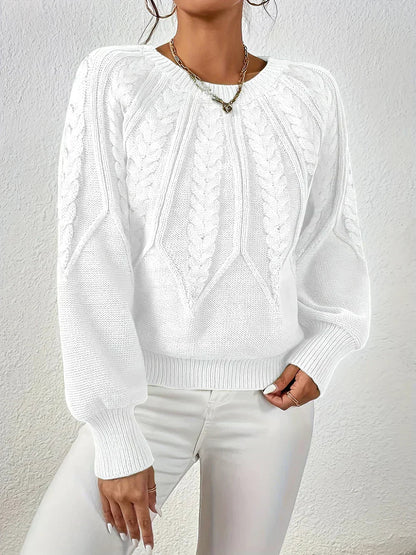 Image of Renee | Women's Cable Knit Long Sleeve Sweater