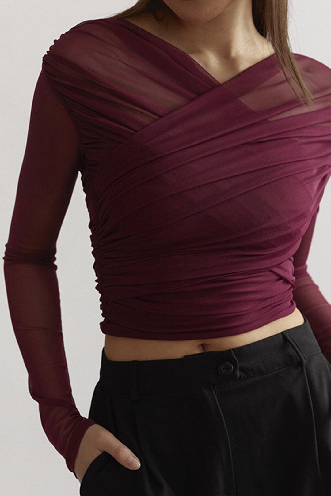 Rita Women's Long Sleeve Ruched - VibreMode