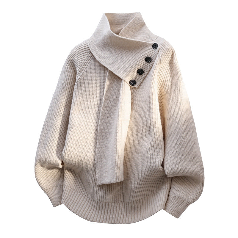 Women's Sweater Soft Scarf Neck Design