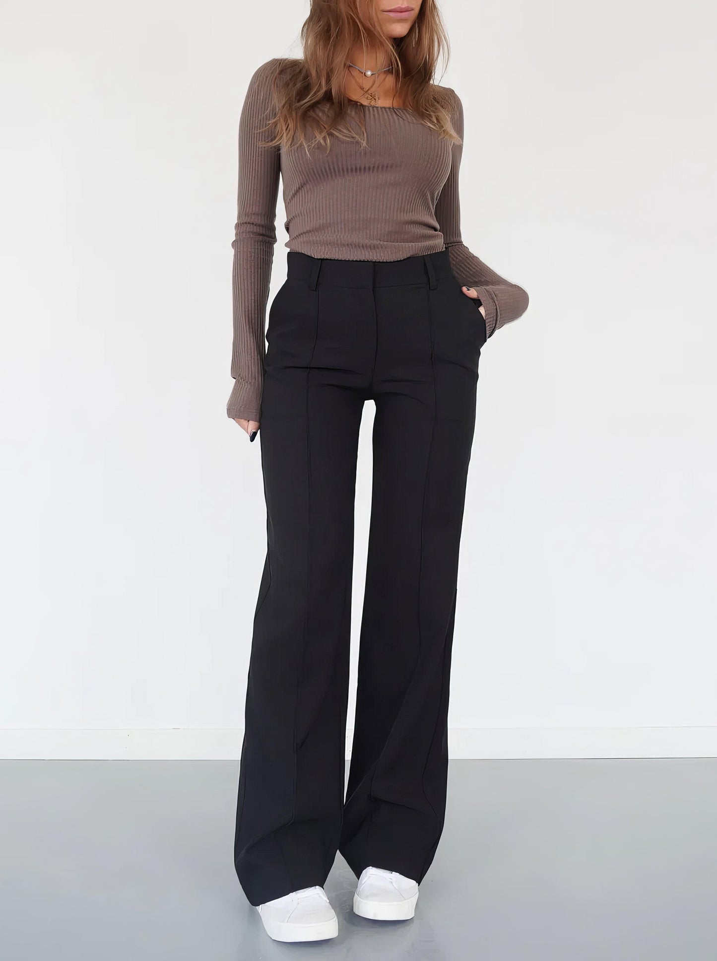 Rochelle Women's High Waisted Wide Leg Trousers - VibreMode