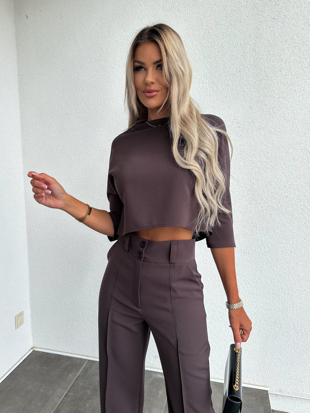 Women's Lounge Set Round Neck Flare Pants