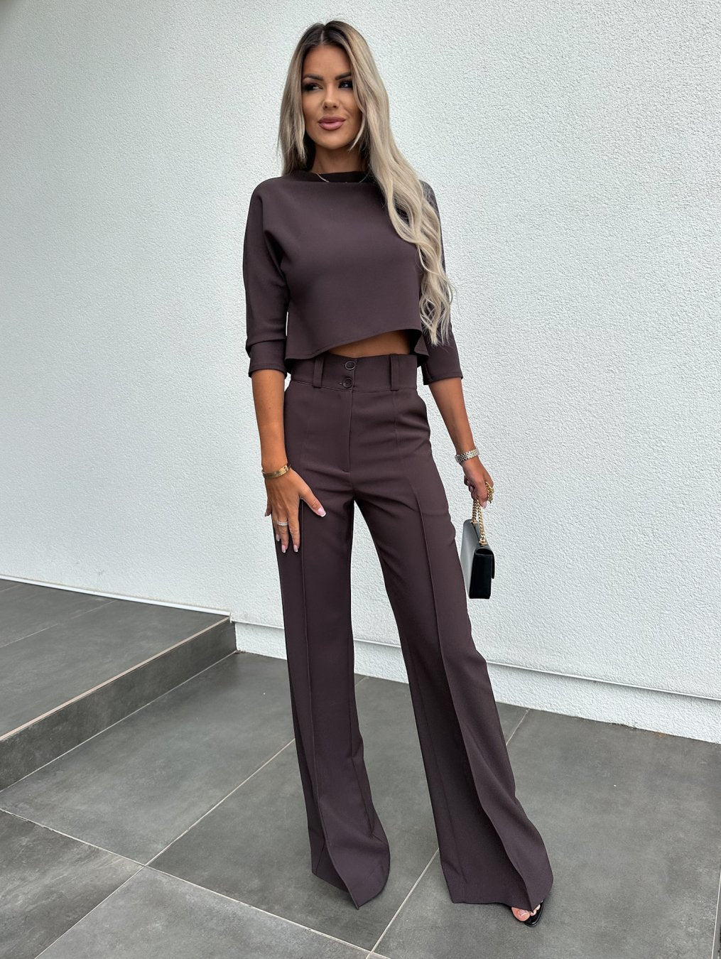 Women's Lounge Set Round Neck Flare Pants