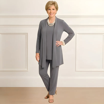 Women's 3 Piece Set Round Neck Straight Pants