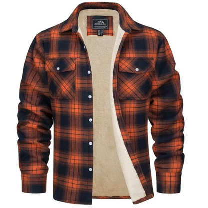 Men's Plaid Shirt Jacket Lined - VibreMode