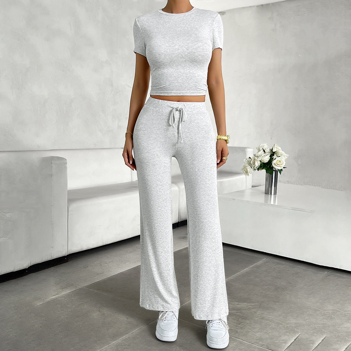 Women's Cropped Two Piece Outfit Set - VibreMode