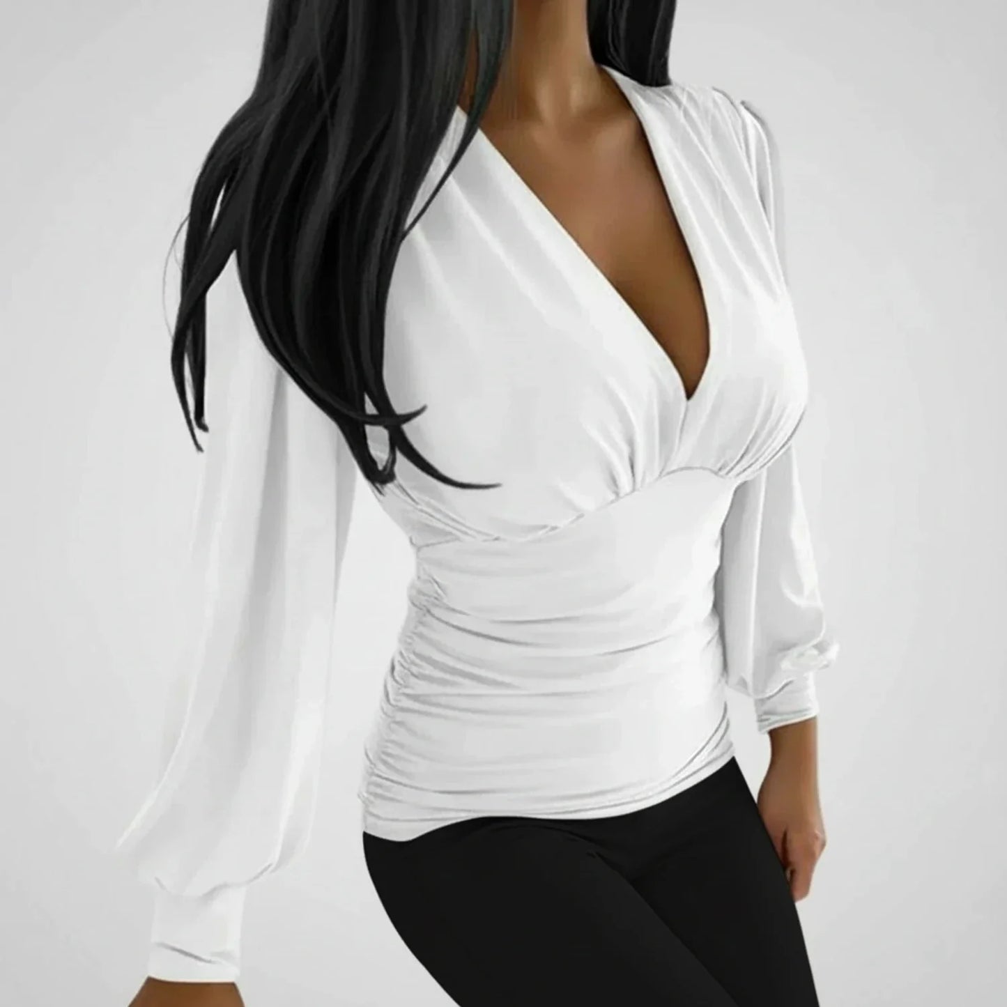 Women's Ruched Long Sleeve Blouse