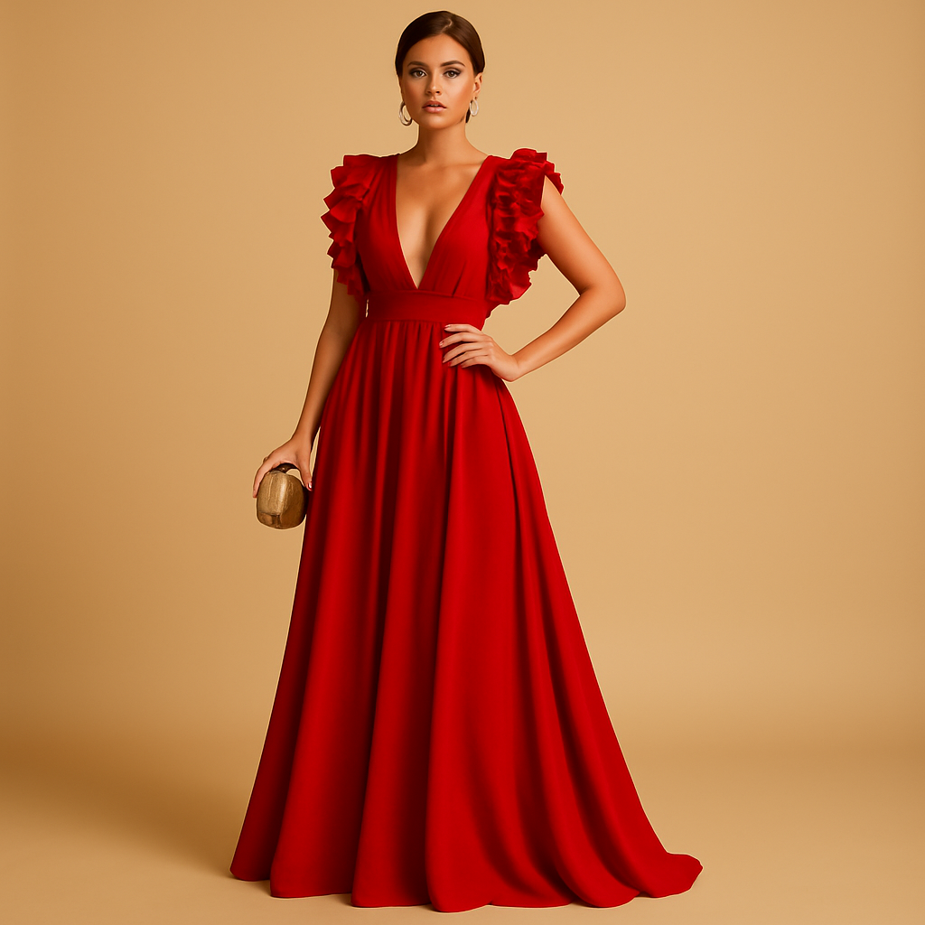 Women’s ruffle long sleeve dress with flattering fit and elegant design, perfect for work, parties, and everyday wear across seasons.