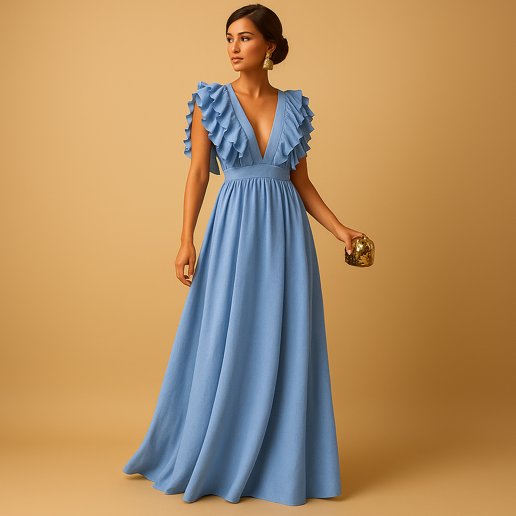 Women’s ruffle long sleeve dress with flattering fit and elegant design, perfect for work, parties, and everyday wear across seasons.