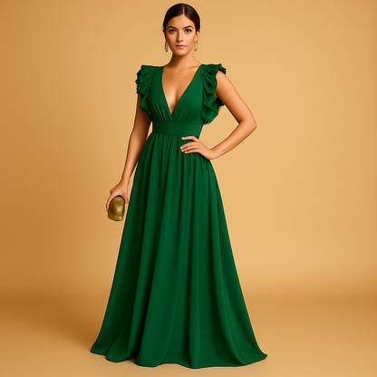 Women's Ruffle Long Sleeve Dress - VibreMode