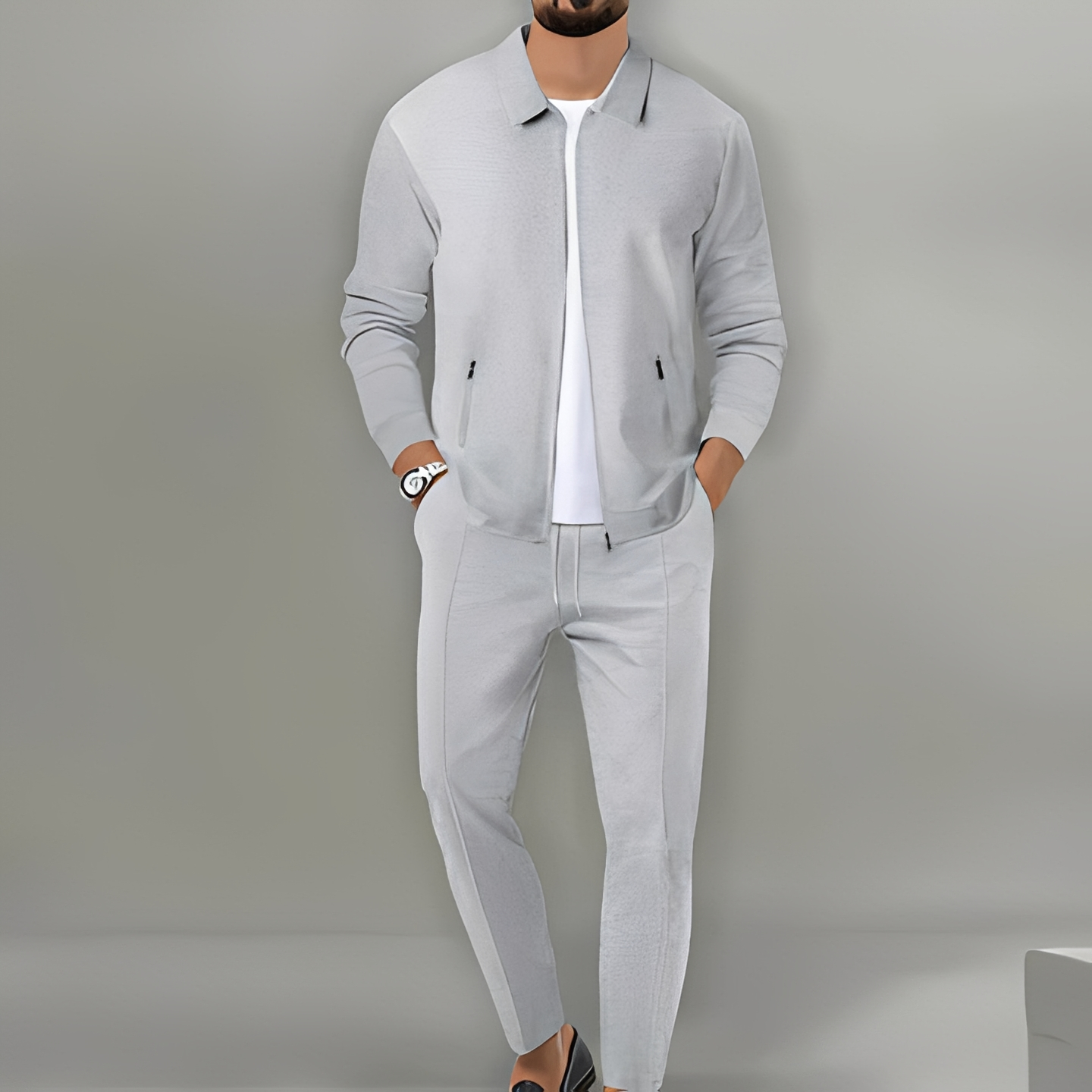 Men's Zip Up Jacket Suit Set