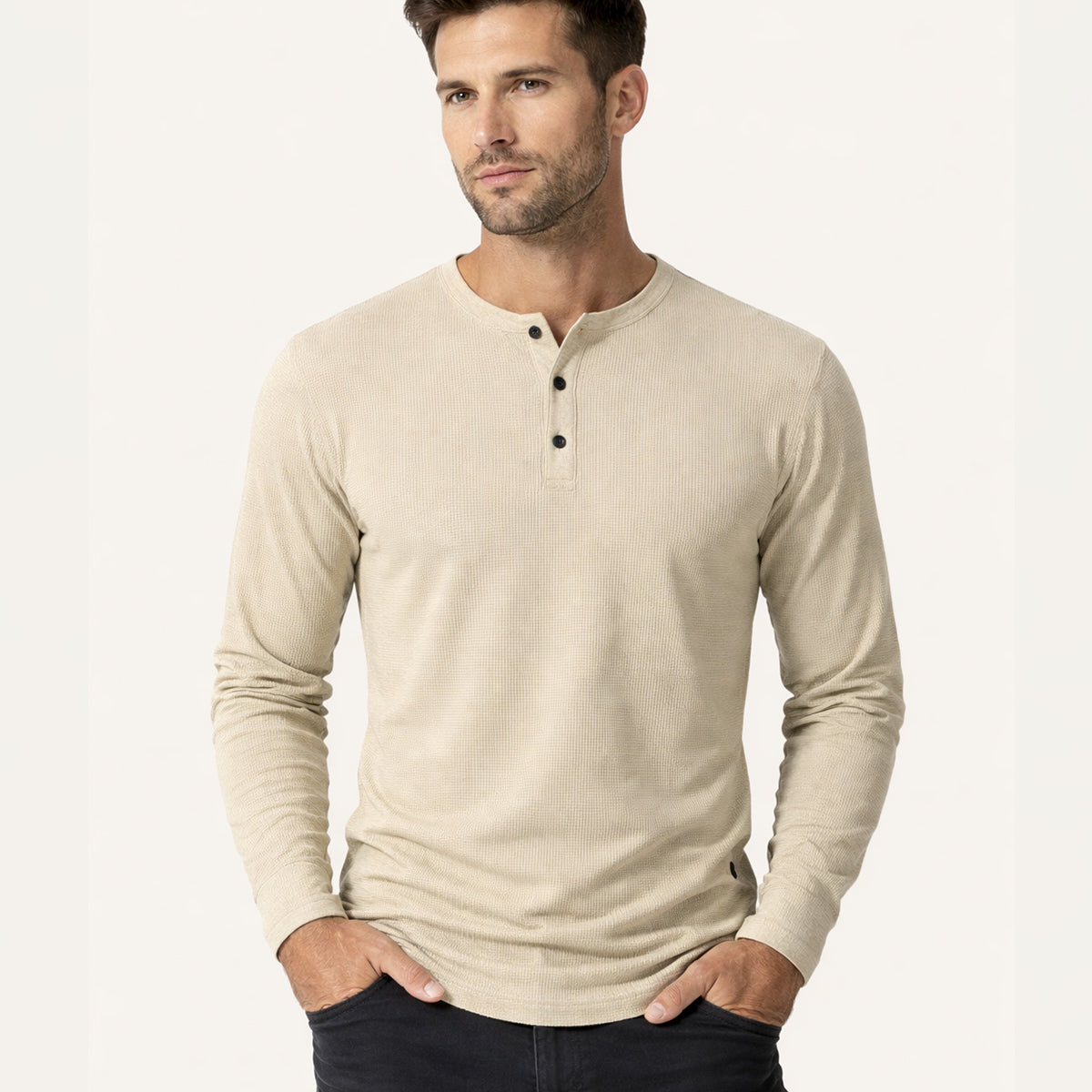 Men's Thermal Waffle Henley Shirt