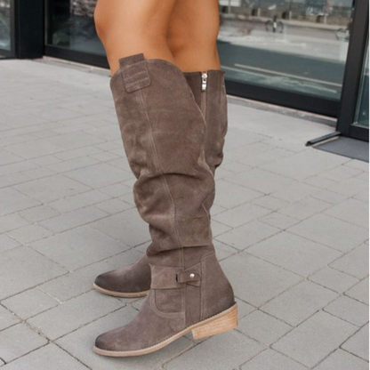 Women's Knee-High Boots Closed Toe Low Heel