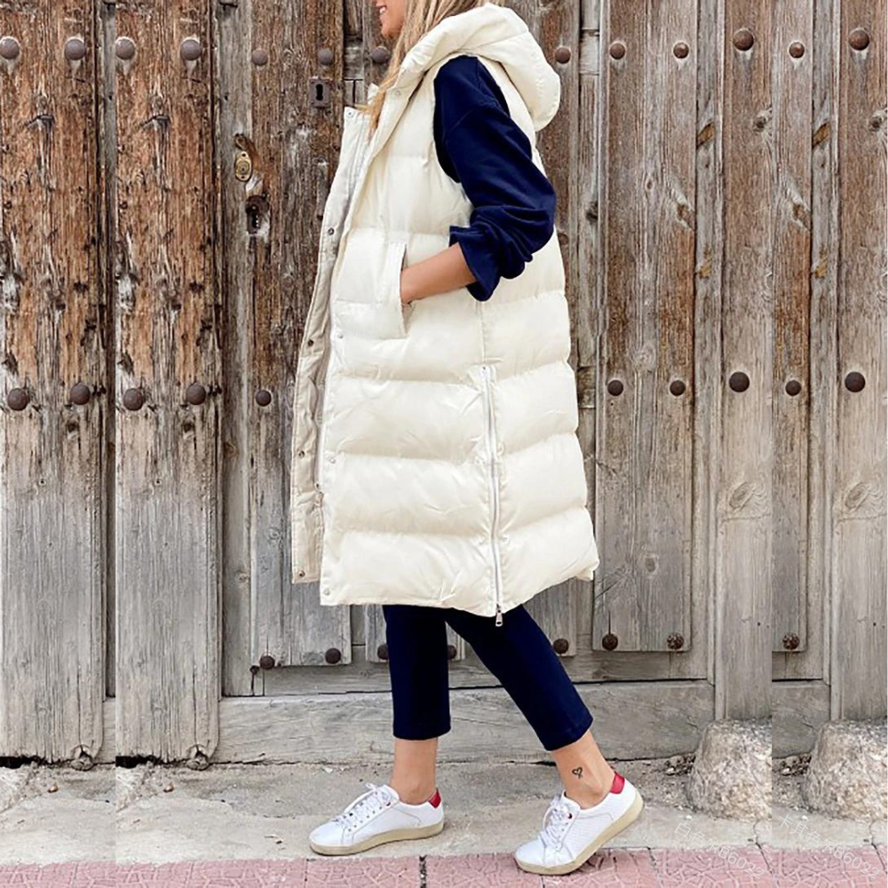 Image of Sadie | Women's Longline Hooded Puffer Vest