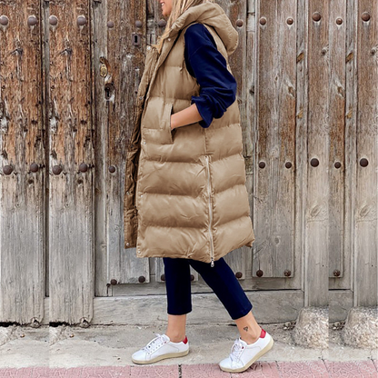 Image of Sadie | Women's Longline Hooded Puffer Vest
