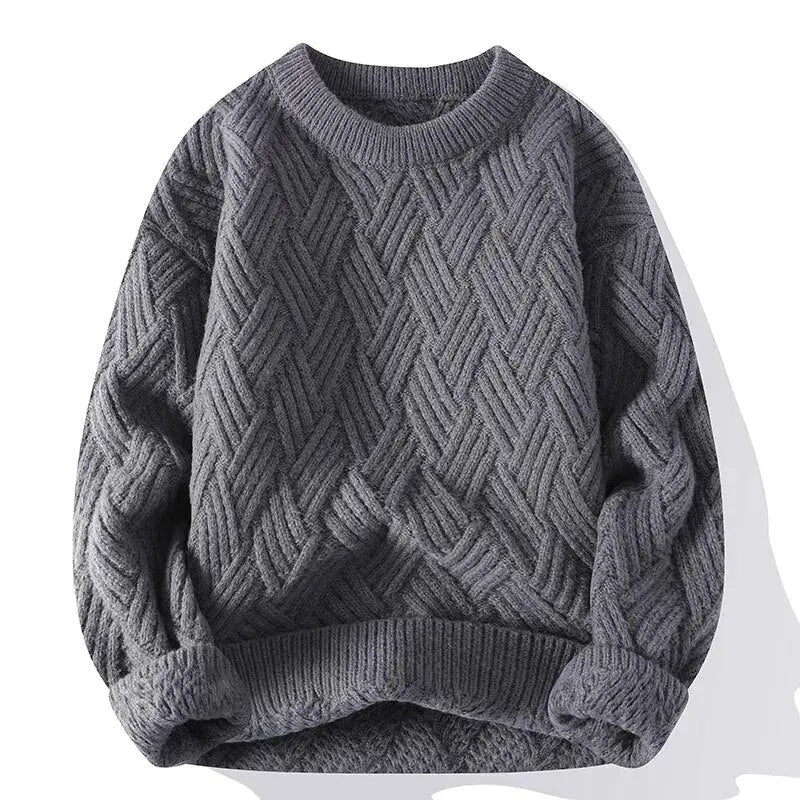 Men's Patterned Crewneck Long Sleeve Sweater - VibreMode