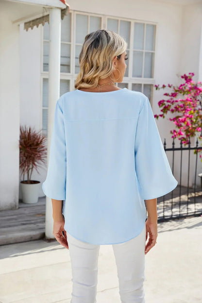 Image of Samantha | Women's V-Neck Flowy Blouse