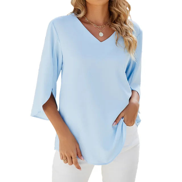 Women's V-Neck Flowy Blouse - VibreMode