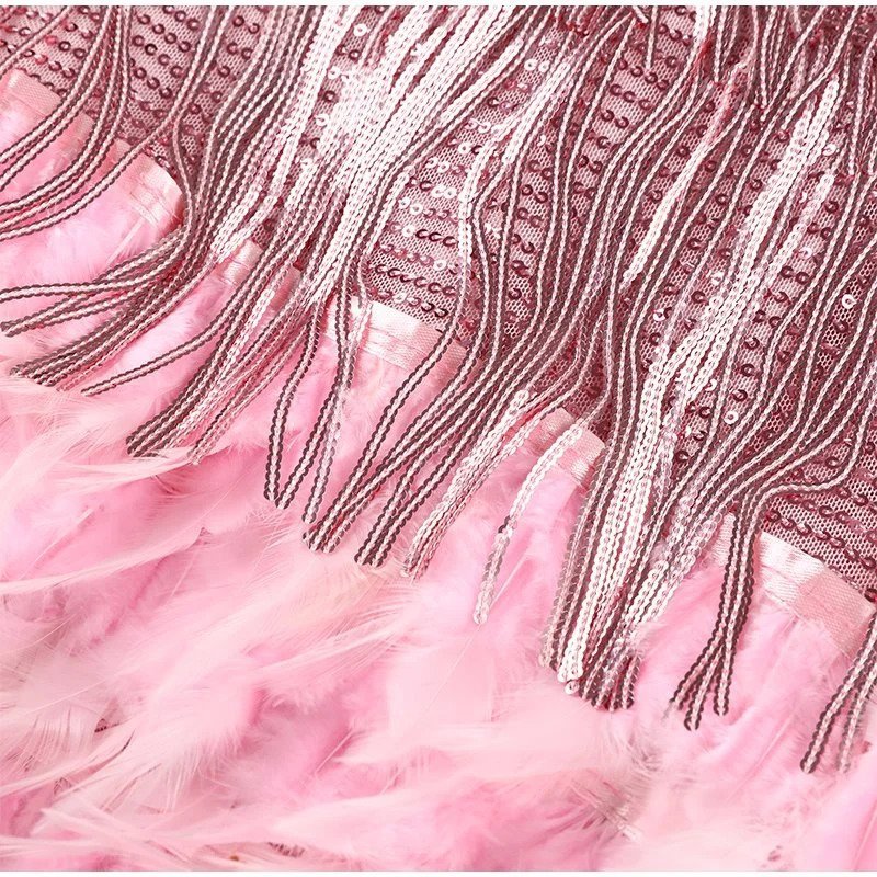 Women's Fringe Mini Dress Feathered Hem