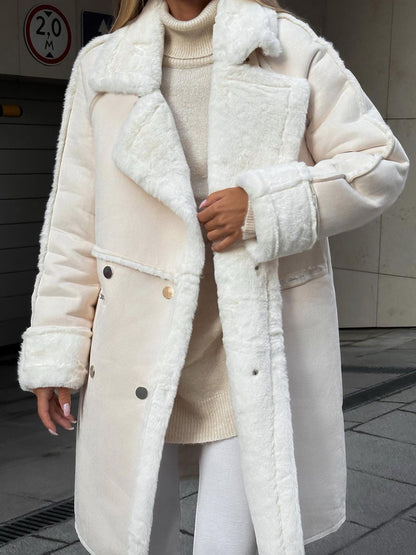 Women's Oversized Shearling Long Coat - VibreMode