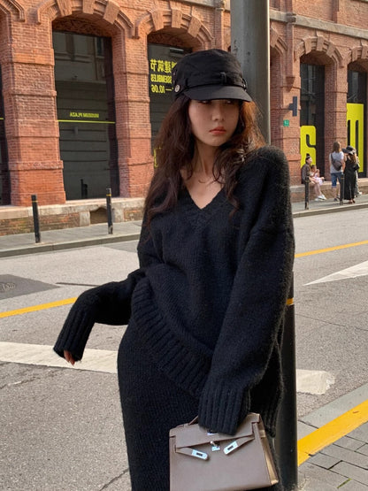 Image of Sandy | Women's V-Neck Sweater Set