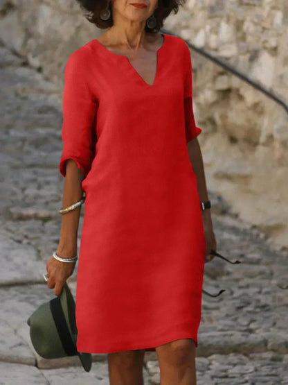 Women's V-Neck Mini Dress Short Sleeve