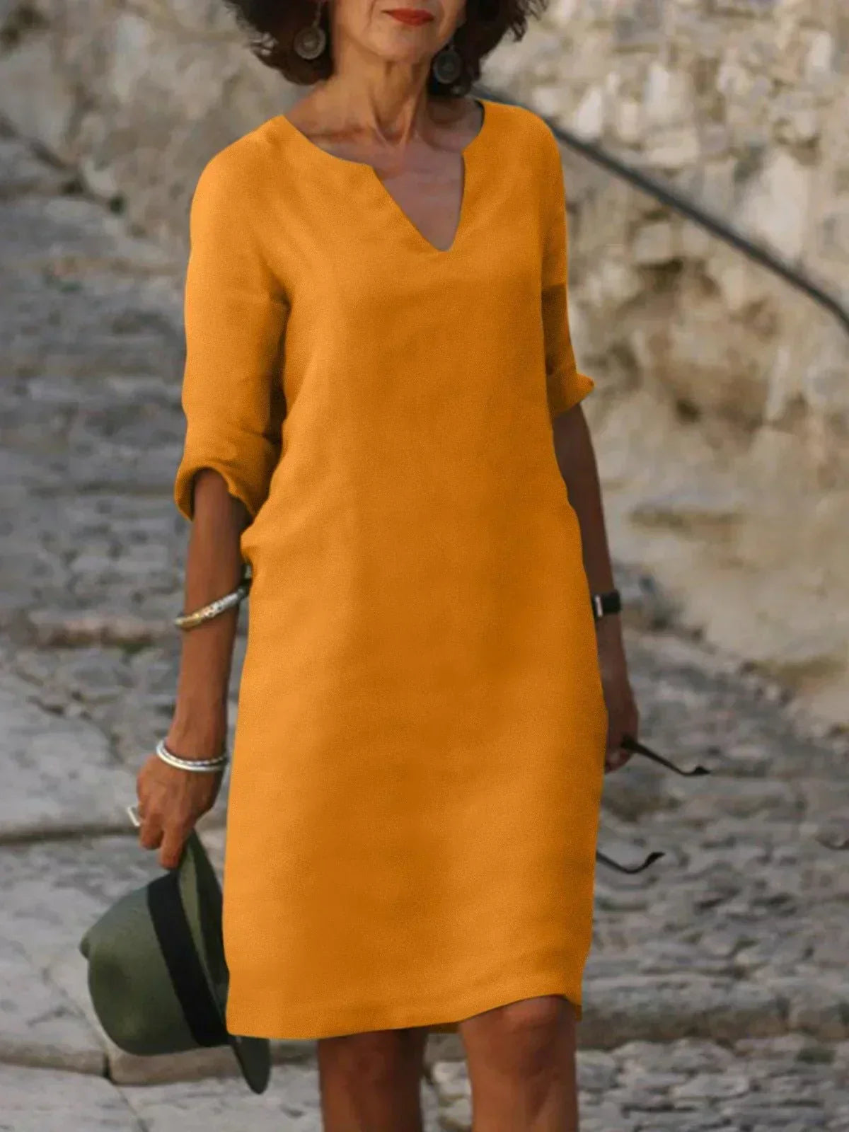 Women's V-Neck Mini Dress Short Sleeve