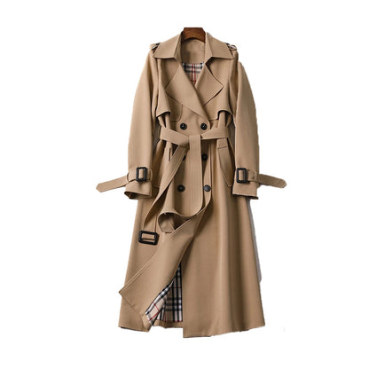 Women's Belted Long Trench Coat - VibreMode