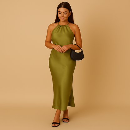 Women's Satin Long Sleeve Wrap Dress - VibreMode