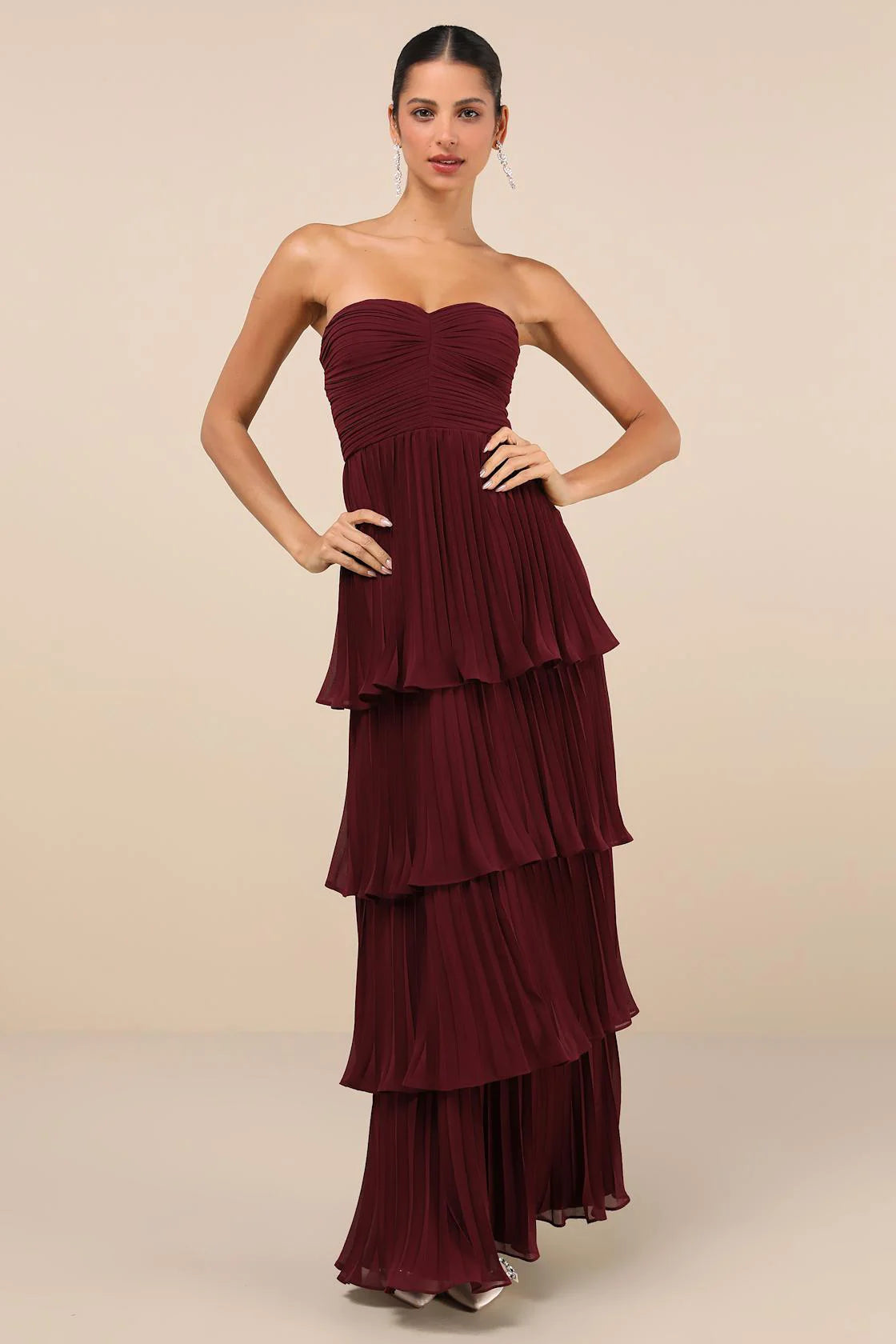 Women's Strapless Tiered Maxi Dress - VibreMode