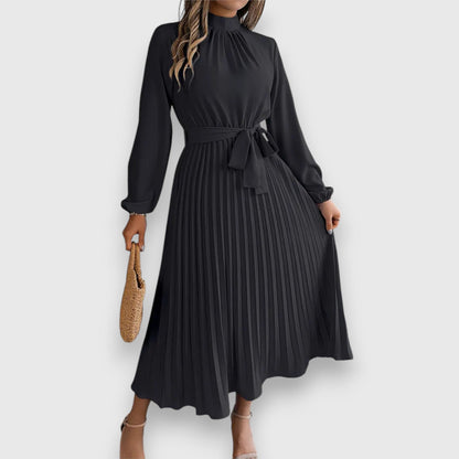 Women's Pleated Dress Tie Waist