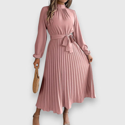Women's Pleated Dress Tie Waist