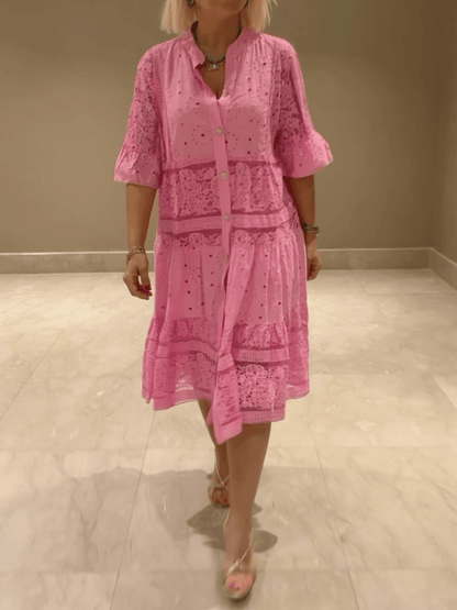 Women's Collared Dress Tiered Skirt - VibreMode
