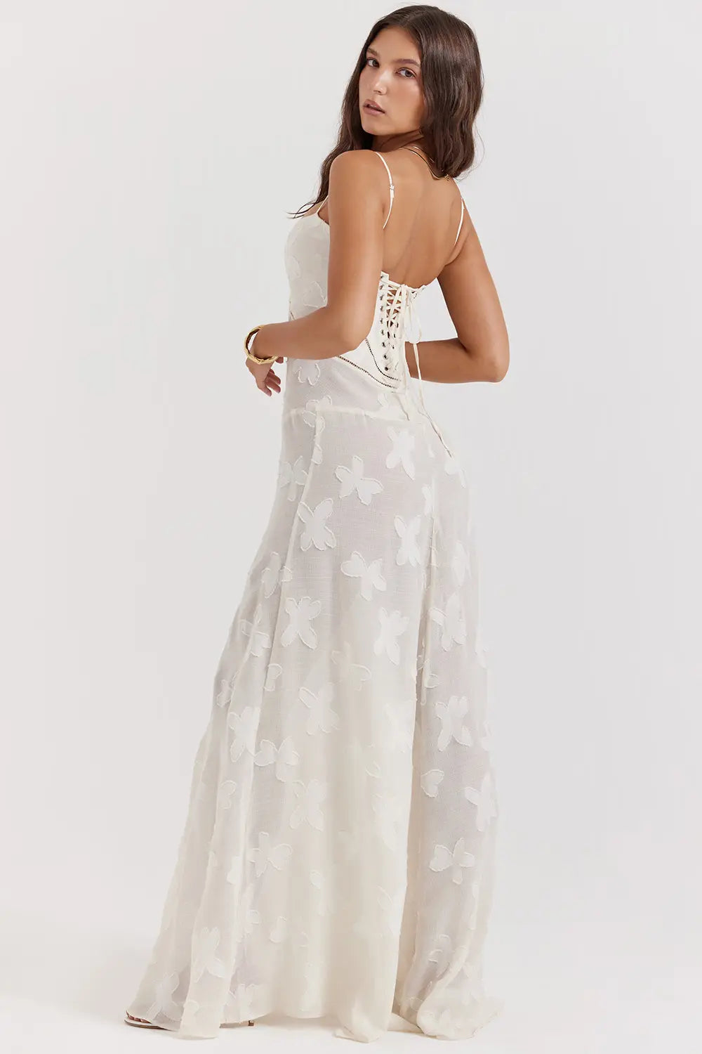 Women's Maxi Dress Fitted Bodice Flared Hem