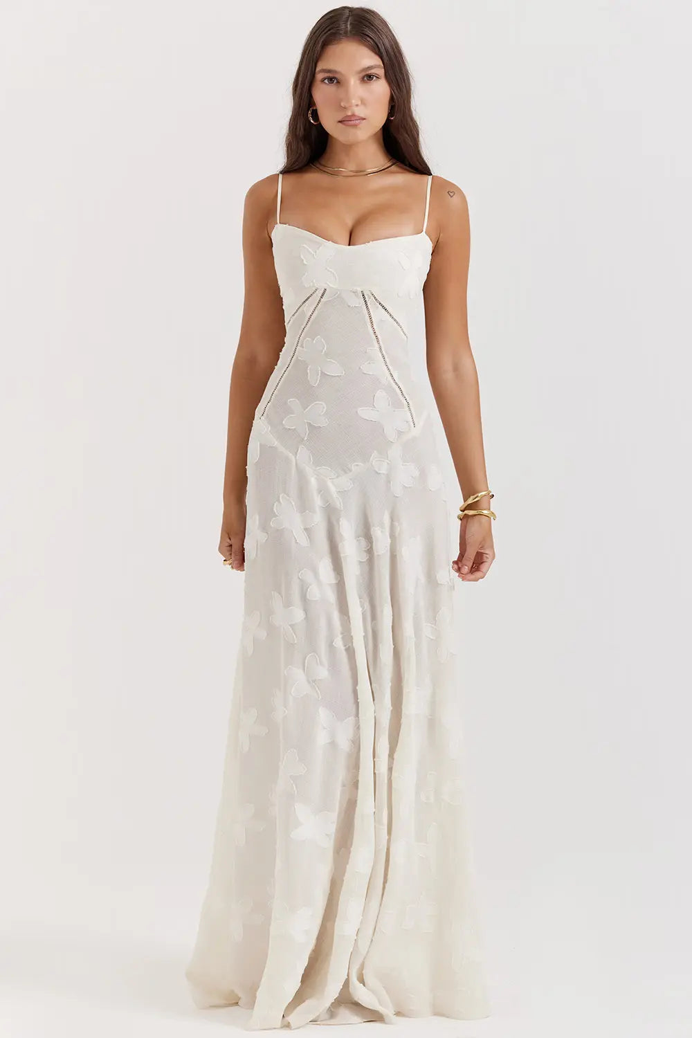 Women's Maxi Dress Fitted Bodice Flared Hem