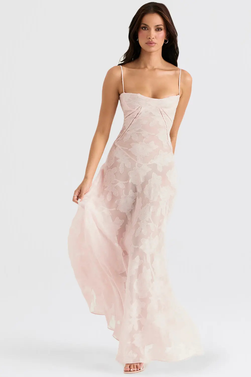 Women's Maxi Dress Fitted Bodice Flared Hem