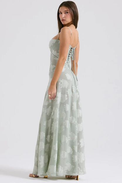 Women's Maxi Dress Fitted Bodice Flared Hem